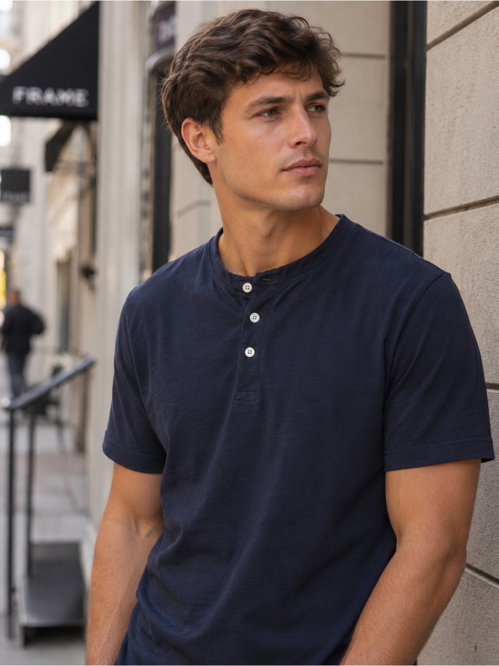 Men's Navy Short-Sleeve Henley Shirt